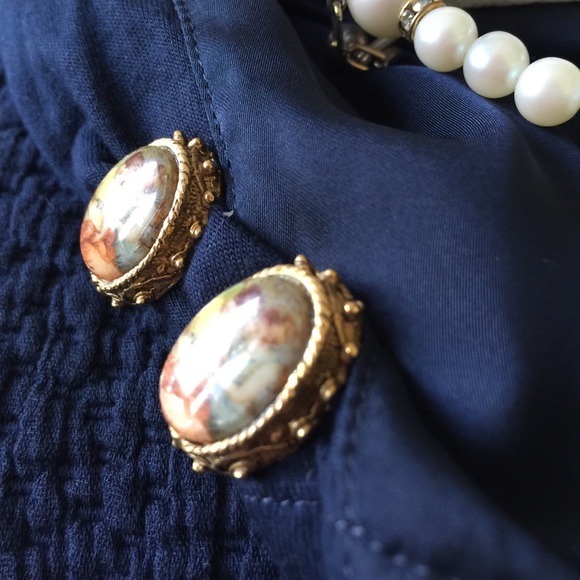 Victorian Gold Trim Elegant Ladies Vintage Clip Back Earrings